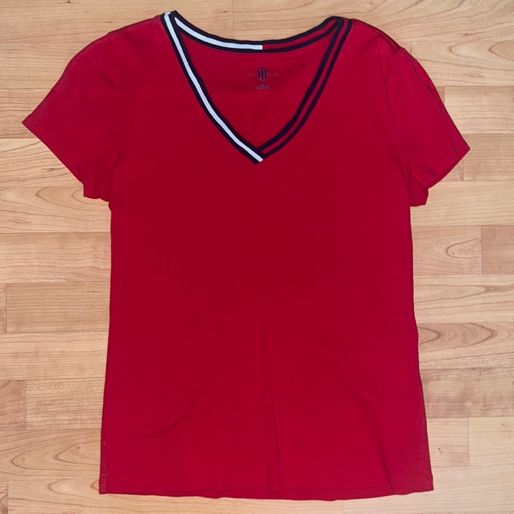 Tommy Hilfiger neck red short sleeve top
